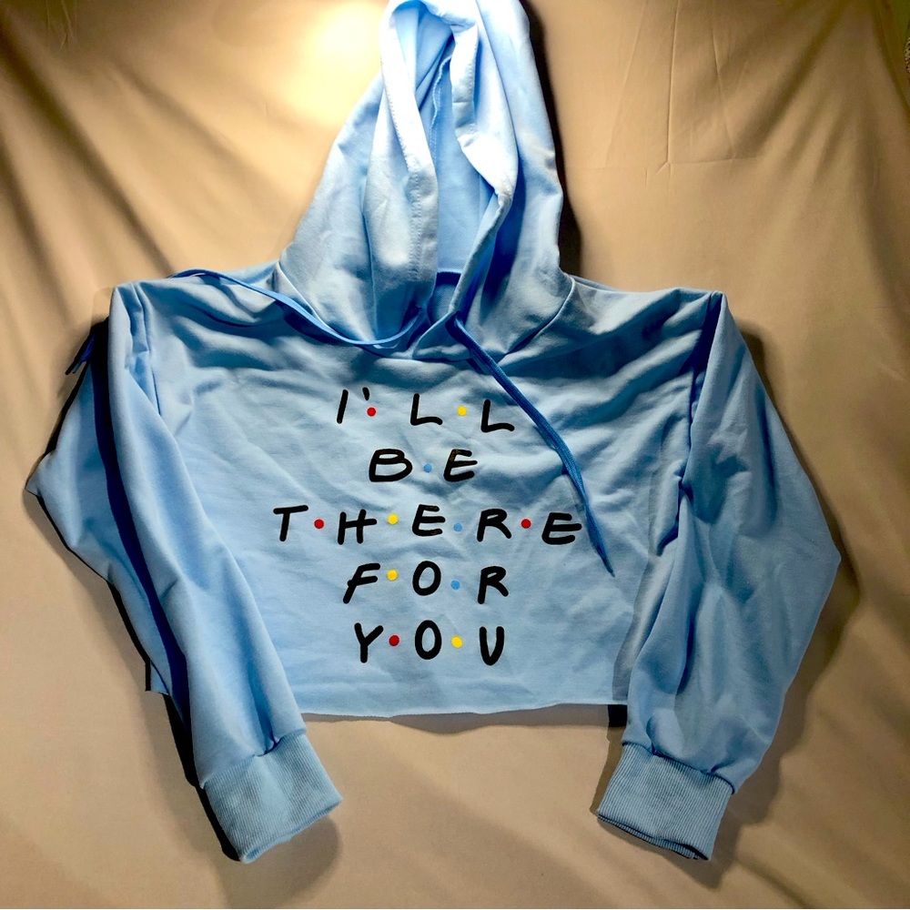 Friends Baby Blue Crop Top Hoodie size XL